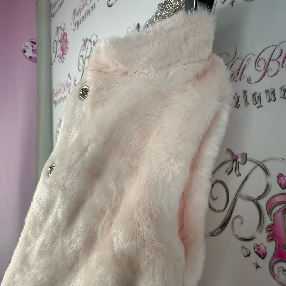 Carter's vest snap buttons furry fur blush light Soft Pink Faux Fur Vest